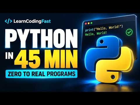 Python Tutorial for Beginners: Full 45-Minute Course with Pause & Solve Tests