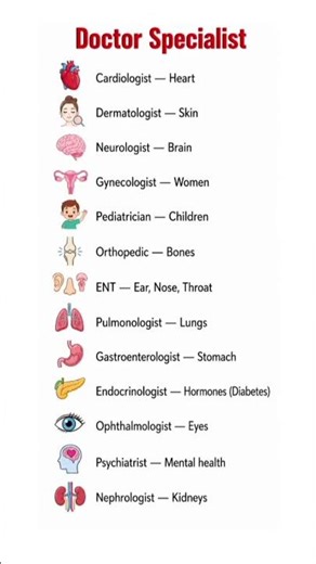 Doctor Specialists Explained 🩺 | Who Treats What?#doctor #medicalknowledge