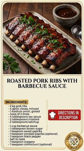 🍖 Juicy Roasted Pork Ribs with Barbecue Sauce #comfortfood #recipes