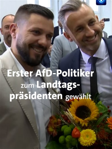 Erstmals steht ein AfD-Politiker an der Spitze eines Landesparlaments: Tobias Rausch ist heute zum neuen Präsidenten des Landtags von Sachsen-Anhalt gewählt worden. Für ihn votierten 48 Abgeordnete. Die AfD verfügt über 39 Sitze im Parlament. #Nachrichten #tagesschau #news #AfD