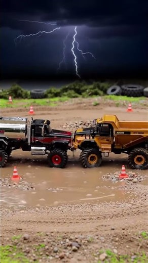 RC Truck Power Battle: Tanker vs. Dump Truck in Mud! ⚡