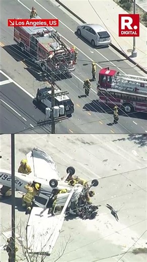 Aerial Footage Shows Small Plane Crashed in Parking Lot