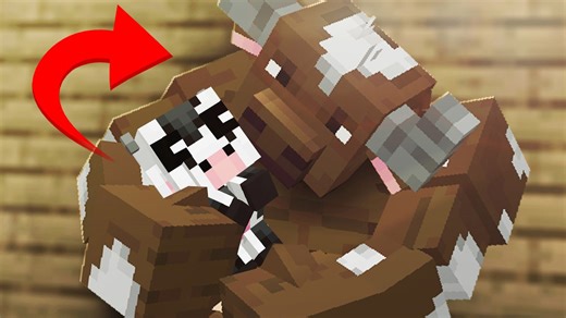 Growing from a tiny baby into a powerful alpha cow in Minecraft