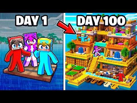 We Survived 100 Days on a RAFT in Minecraft!