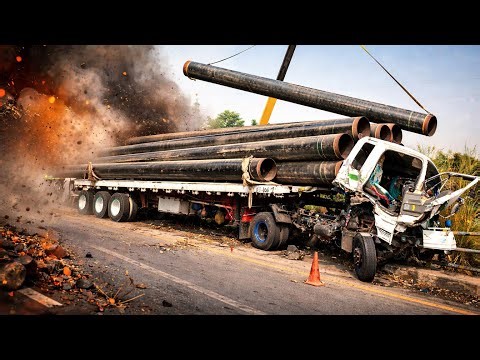 Iron Pipe Loaded Truck Major Accident 😱 Heavy Iron Pipes Truck Crash Shocks Everyone