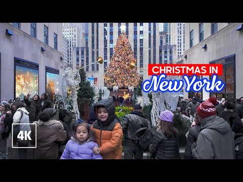 NEW YORK Christmas Walk - Rockefeller Center - Walking Tour 4K