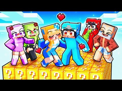 Surviving on ONE LUCKY BLOCK CHUNK With CRAZY FAN GIRL!