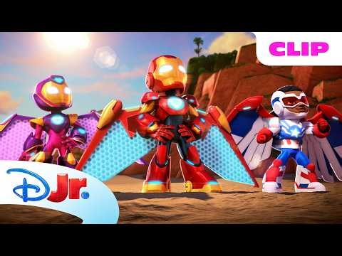 Iron Friends vs. Swarm's Robot Butterflies! | Marvel's Iron Man and his Awesome Friends | Disney Jr.