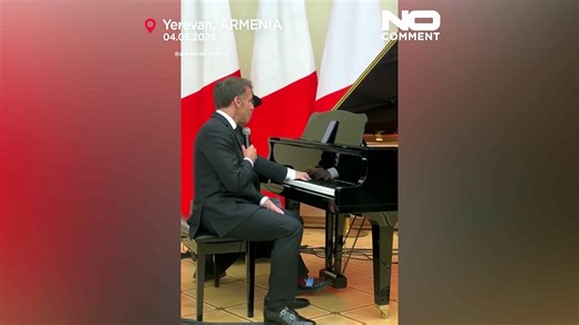 Macron sings Aznavour song as Armenian PM Pashinyan plays drums at official dinner