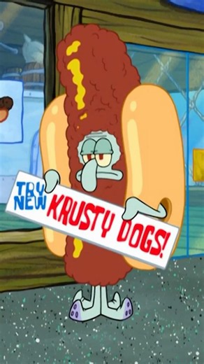 Squidward dresses up as a hot dog 🌭