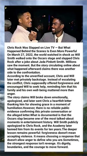 Chris Rock Was Slapped on Live TV — The Truth Behind the Oscar Night That Shocked the World