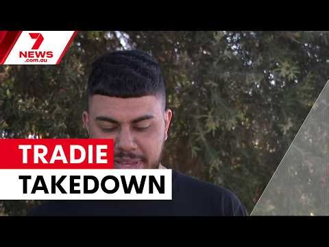 Tradies zip-tie axe-wielding carjacker after Melbourne rampage | 7NEWS