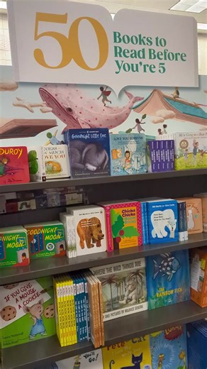 I spotted this “50 books to read before you’re 5” shelf at @Books A Million and need to know your must-haves to add to our list 📚 We’ve got a whole little library at home and read all the time—but there are always those hidden gems you don’t find until another mom shares them 🤍 So if you love kids books as much as we do, follow along—we’re sharing our favorites and new finds each week 🫶 Drop your must-reads below… what books do your littles ask for on repeat?! 👇 #raisingreaders #momfinds #ea