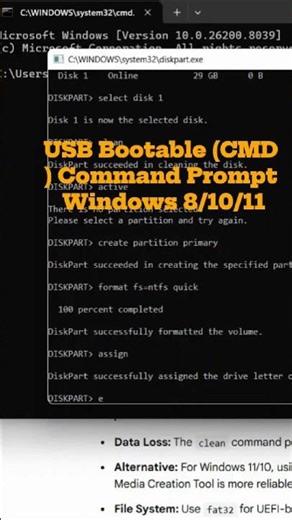 How to boot usb windows 10/11 with cmd #windows #usbbootable #shorts