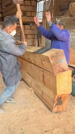 Traditional Woodworking with a Sledgehammer Looks Wild