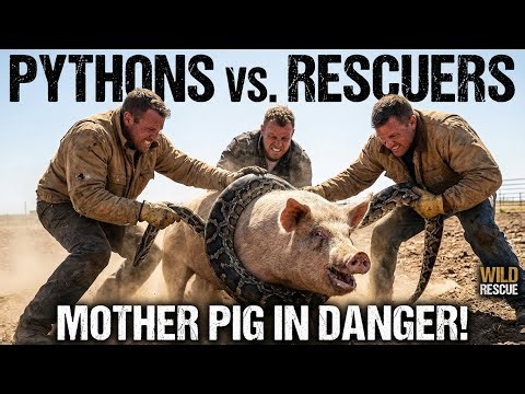 GIANT Python Wrapped Around Mother Pig! Crazy Rescue