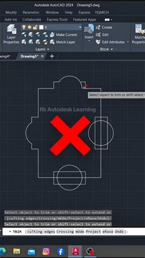 🤫🤫AutoCad Workflow Tips : REGION +UNION over Trim #autocad #shorts #explore #tipsandtricks