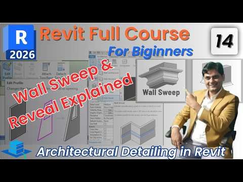 #14 Revit 2026 Tutorial for Beginners | Modify Floor & Wall Profile | Sweep & Reveal with Materials