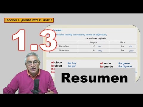 1.3 Spanish in 15 Lessons - Article and gender of words in Spanish - Resumen