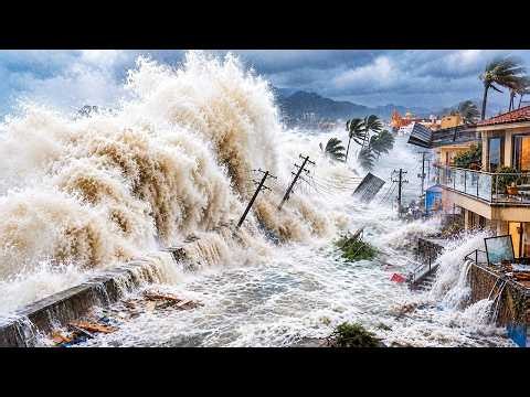 California Coastal Flood Chaos! 🌊 Massive Waves Flood Streets, Vehicles Stranded in Newport Beach