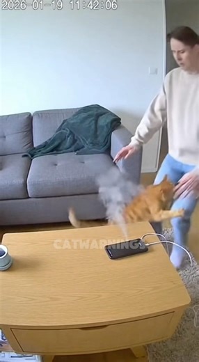Cat Blocks the Table… Seconds Before the Phone Battery Explodes 😱🐈