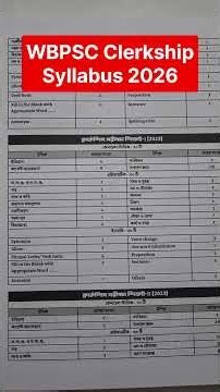 WBPSC Clerkship Syllabus 2026 | PSC Clerkship Exam Pattern | WBPSC Clerkship Previous year question