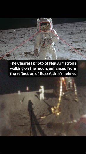 Space | Cosmos | Galaxy on Instagram: "The clearest photo of Neil Armstrong walking on the moon.enhanced from the reflection in buzz aldrin’s helmet.😳 Neil Armstrong, as commander of the Apollo 11 mission, became the first person to walk on the Moon on July 21, 1969, saying, “That’s one small step for man, one giant leap for mankind”. He and fellow astronaut Buzz Aldrin spent about two and a half hours on the lunar surface, collecting samples and exploring the landing site, which they named Tra