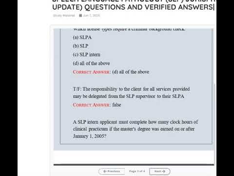 SPEECH LANGUAGE PATHOLOGY SLP JURISPRUDENCE EXAM V1