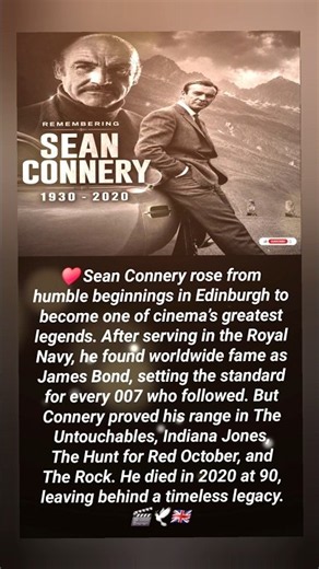 Sean Connery: The First James Bond Who Became a Cinema Legend 🎬🕊️🇬🇧 #shorts #viral #story