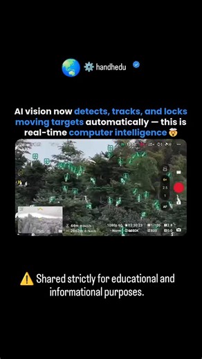☄️handhedu⚙️ on Instagram: "How AI-Powered Drone Vision Detects & Tracks Multiple Targets in Real Time 🤖🛰️ This video shows a real AI-powered drone vision system using advanced computer vision and object detection to identify, track, and lock onto multiple targets simultaneously. Each green box represents an object detected by AI in real time, powered by neural networks similar to those used in autonomous vehicles, robotics, and military surveillance systems. Once a target is selected, the sys
