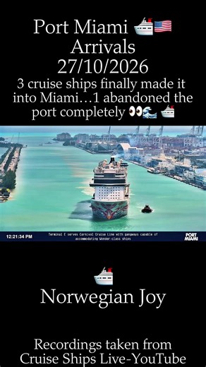 Wild weather caused chaos around PortMiami today. Norwegian Joy, Norwegian Getaway and Queen Elizabeth eventually made their delayed arrivals, but Mein Schiff 1 never came into port at all despite being scheduled to call in Miami today. 🛳️🌊 #MeinSchiff1 #NorwegianGetaway #QueenElizabeth #CruiseShip #CruiseTok@Norwegian Cruise Line @TUI Cruises | Mein Schiff @Cunard Line