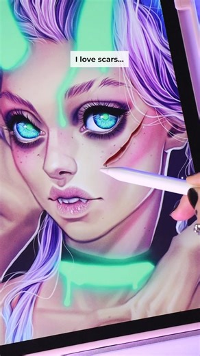Anastasia Berry ✏️ on Instagram: "I love drawing scars! OwO They are so beautiful 💖 ✏️My scars brushes are available on my Patreon and DeviantArt! Links in bio! OwO #scar #digitalbrushes #art #drawing #procreate"