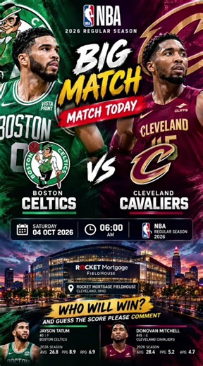 Boston Celtics vs Cleveland Cavaliers 🏀🔥 | NBA | October 9, 2026