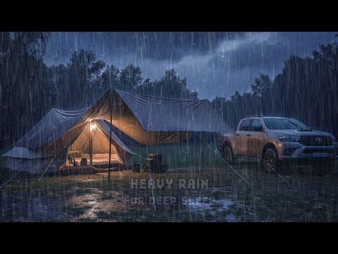 Heavy Rain & Thunder 🌧️⚡ | Soft Forest Tent by Double Cabin for Deep Sleep & Relaxation 😴