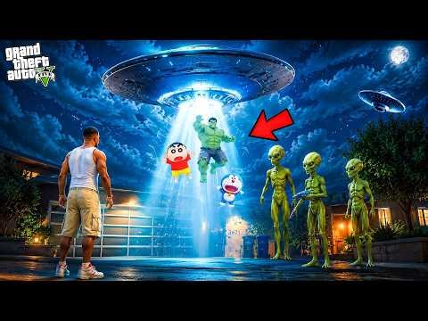 GTA 5: Aliens Kidnapped Shinchan 😱 | Aliens Attack on Los Santos! 🛸