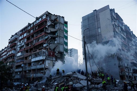 Russia hammers Ukraine for a 3rd straight day, flattening a Kyiv apartment block and killing 5