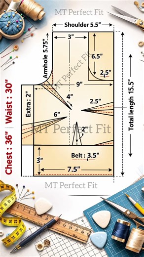 ✨Perfect 36 Size Blouse Drafting | Beginner Friendly #shorts #shortsfeed #youtubeshorts