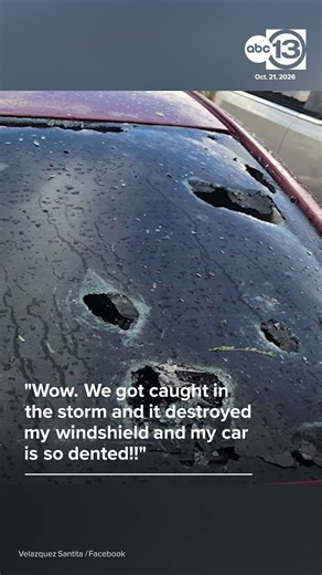 Large hail damages windshield in Phoenix