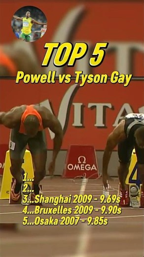 Top 5 Asafa POWELL vs Tyson GAY 100m Races Ever!