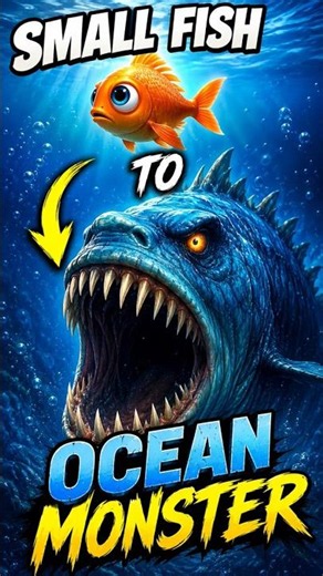 🐟 Small Fish to Ocean Monster 🌊😱 #shorts #viral #monsterfish #ocean #transformation