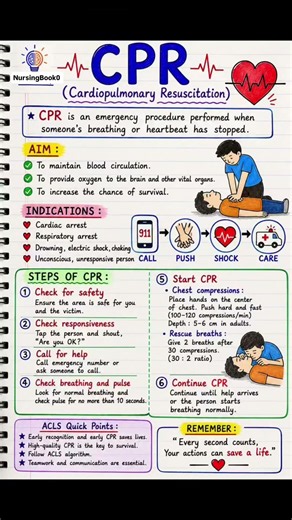 CPR (Cardiopulmonary Resuscitation) | CPR Steps | Adult CPR | BLS CPR | Nursing & Medical #shorts