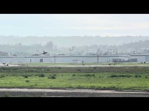 Robinson R66 Helicopter N40047 taking off from Torrance Airport