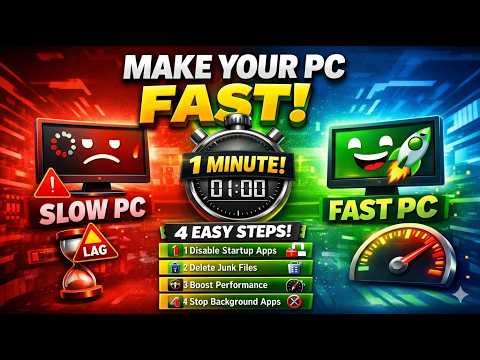 Make Your PC Faster in 1 Minute ⚡ (4 Easy Steps)
