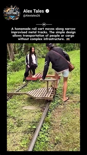 Improvised Rail Cart on Homemade Tracks