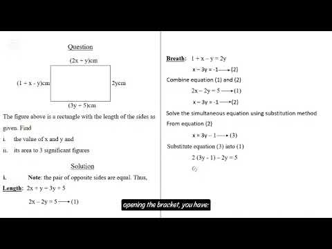 Solving Simultaneous Equations Using Rectangle Properties | Algebra Tutorial