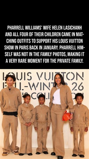Pharrell Williams’ Wife and All 4 Kids Pull Up in Matching Looks for His Show 😍🔥💚