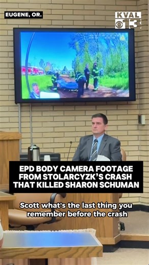 EPD Officer Nolan Smith’s body camera footage was presented as evidence during the second day of Scott Stolarczyk’s trial. He's facing a 2nd degree manslaughter charge for the death of Sharon Schuman after his vehicle hit her in a crash on April 23, 2025. https://bit.ly/3PWYD7P
