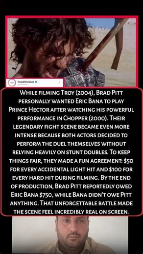 Brad Pitt Paid Eric Bana After Every Hit in Troy 😳 #viralstory #moviefacts #bradpitt