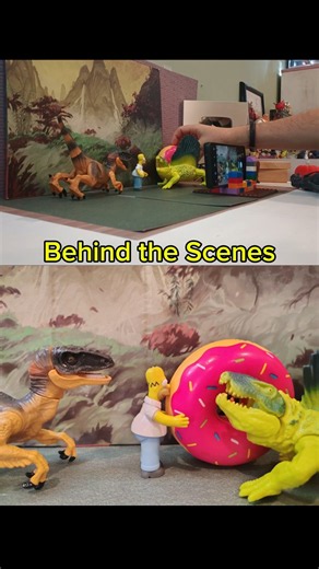 Behind the Scenes The Power of Donuts 🍩 Homer Simpson Dinosaur Stop Motion