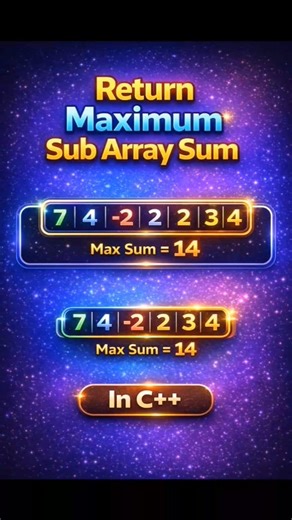 Return Maximum Sub Array Sum in C++#codinglife#programmingbasics
